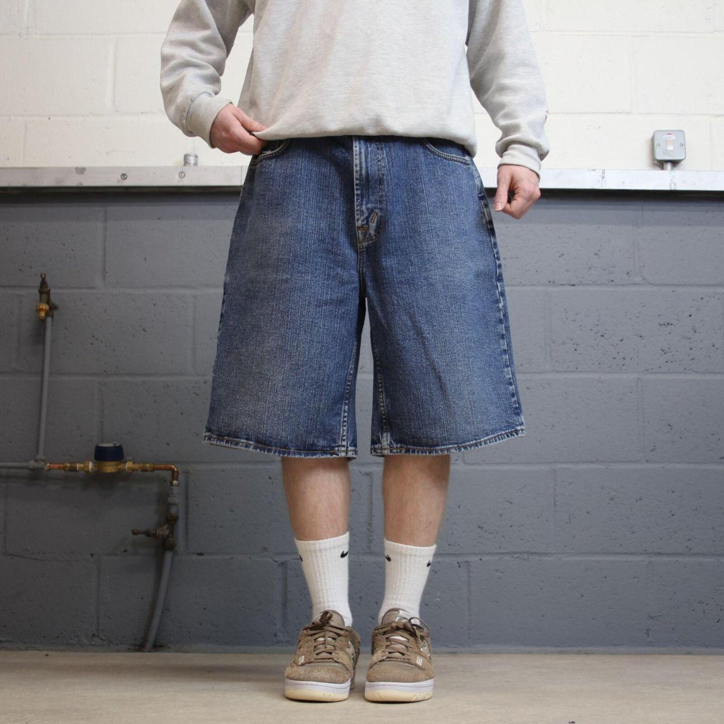 Baggy Nautica carpenter shorts W36 skater style blue Loose denim jorts