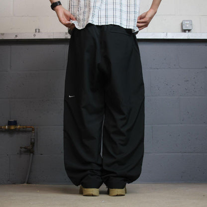 Nike Team baggy tracksuit bottoms y2k black XXL Embroidered Swoosh logo drawstring elasticat waist