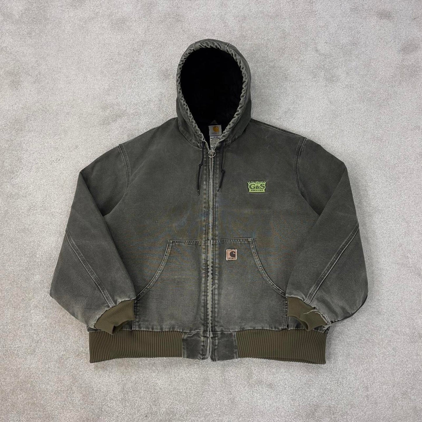 Vintage Green Carhartt hooded active jacket XXL canvas bomber