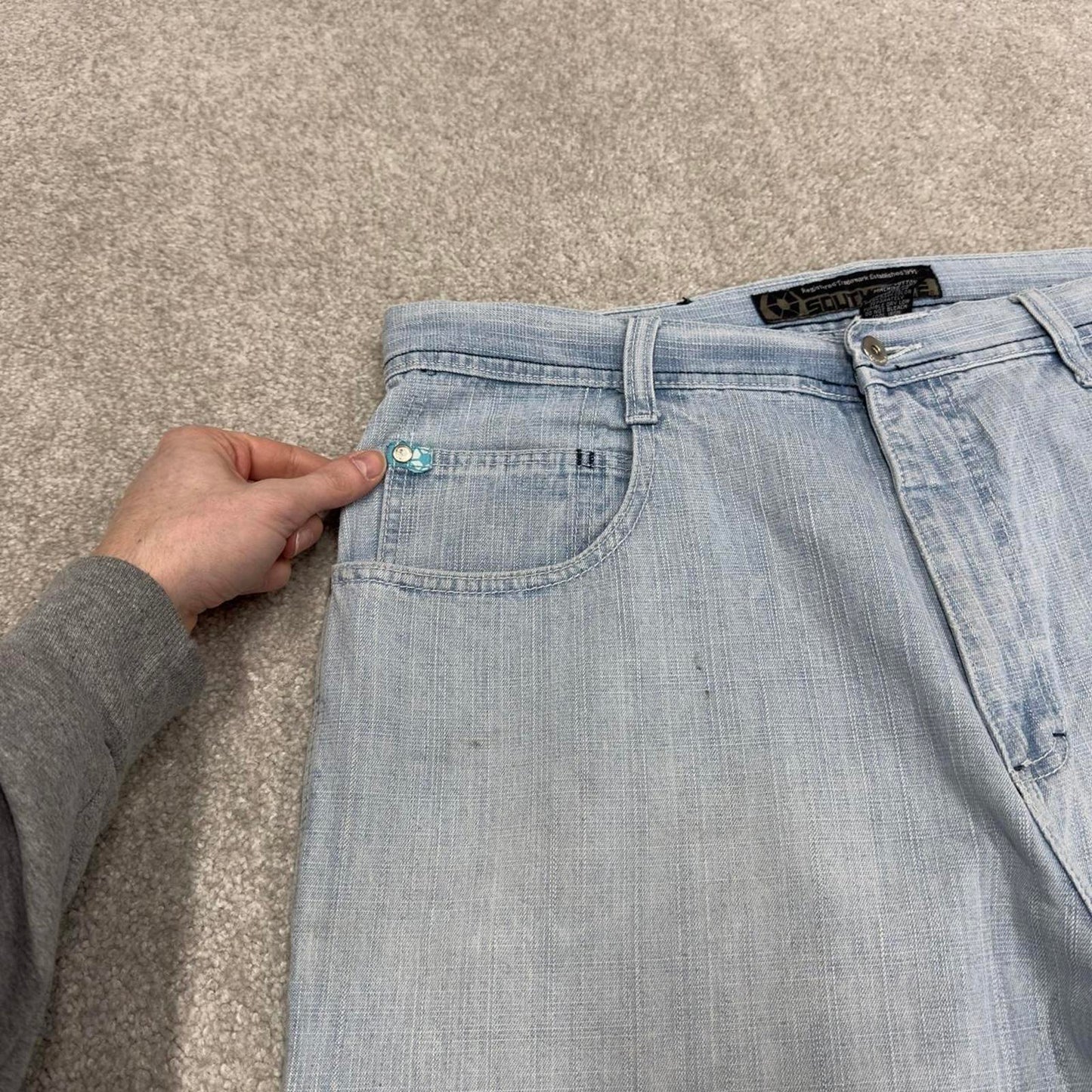 Y2k baggy Southpole shorts skater style blue Long wide leg denim summer festival shorts