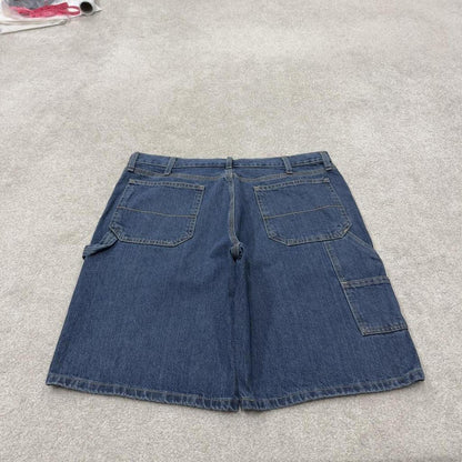 Denim carpenter shorts loose leg blue George skater style summer festival cargo jorts