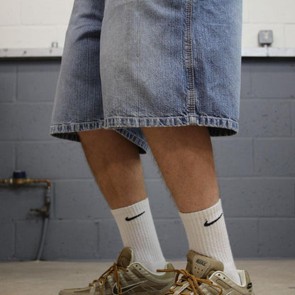 Y2K denim carpenter shorts blue Loose Arizona skater style cargo surf jorts