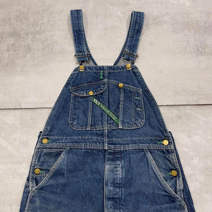 Vintage Key dungaree shorts W32 USA blue mens denim overalls
