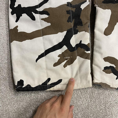 Vintage baggy white camo cargo pants 2XL Blue Bill Red Head snow camouflage thick hunting trousers