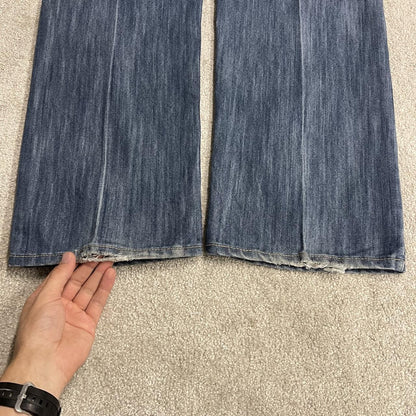 Y2K baggy embroidered jeans washed blue denim W38L34Vibes Gold Label surf pants embroidered
