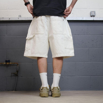 Baggy denim carpenter shorts cargo white Arsenic loose skater style jorts