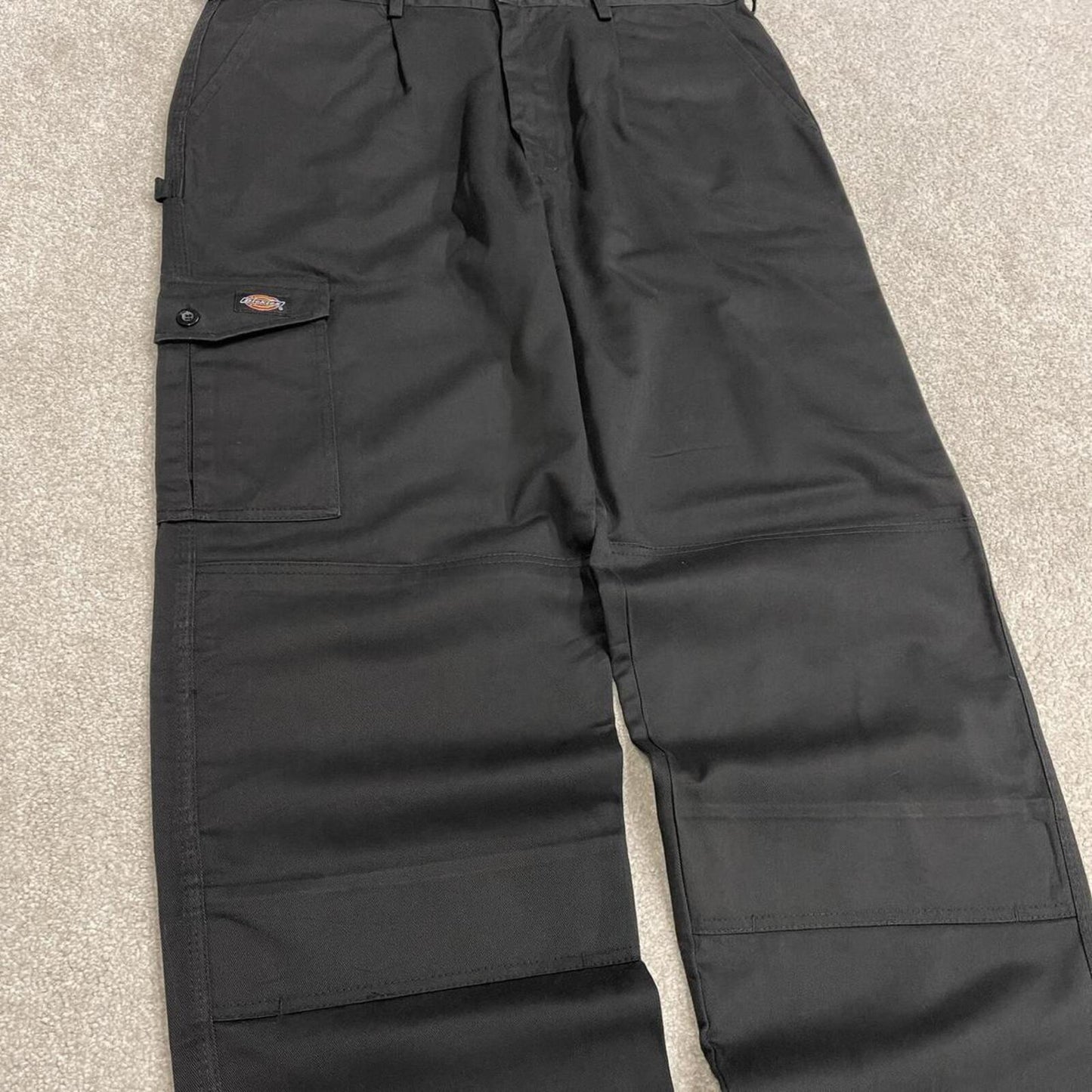 Dickies baggy pleated cargo pants double knee black Loose fit  carpenter style skater work pants
