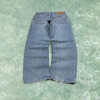 Y2k Levi's 505 jeans regular fit blue 100% cotton denim pants red tab logo