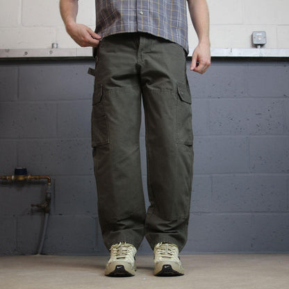 Wrangler cargo jeans y2k green W30L30 Thick heavy canvas double knee skater work pants