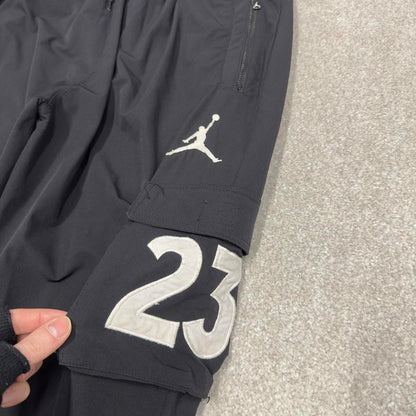 Black baggy Nike air Jordan trackies Large loose y2k floaty leg joggers embroidered gym wear bottoms