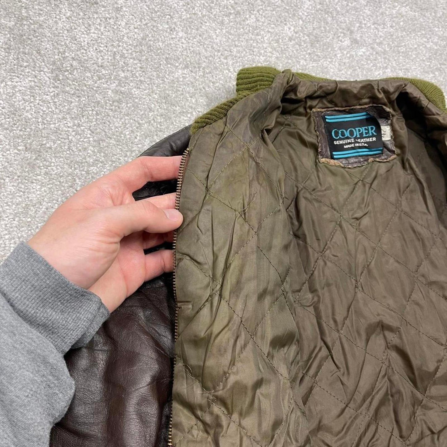 Vintage leather flight bomber jacket Small Men's brown Cooper genuine leather aviation coat USA made