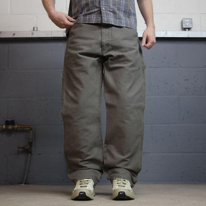 Denim carpenter jeans y2k W34L32 khaki grey Loose straight leg skater style work cargos
