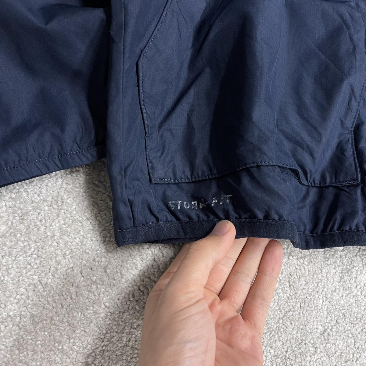 Y2K Nike technical jacket navy hooded full zip windbreaker coat embroidered football club