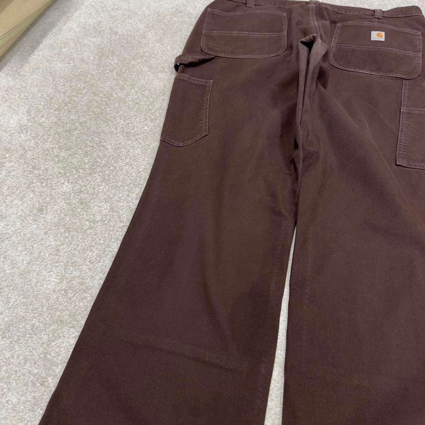 Brown Carhartt double knee carpenter jeans women's 14 90s style canvas cargos