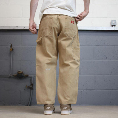 Tan Dickies carpenter jeans W36L27 loose canvas 90s skater style cargo pants