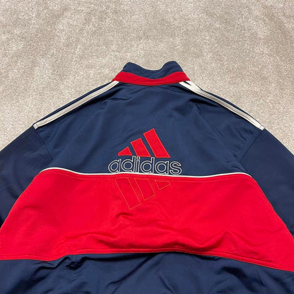 Y2k 00s Adidas track jacket y2k style XL men's blue full zip track suit top embroidered technical