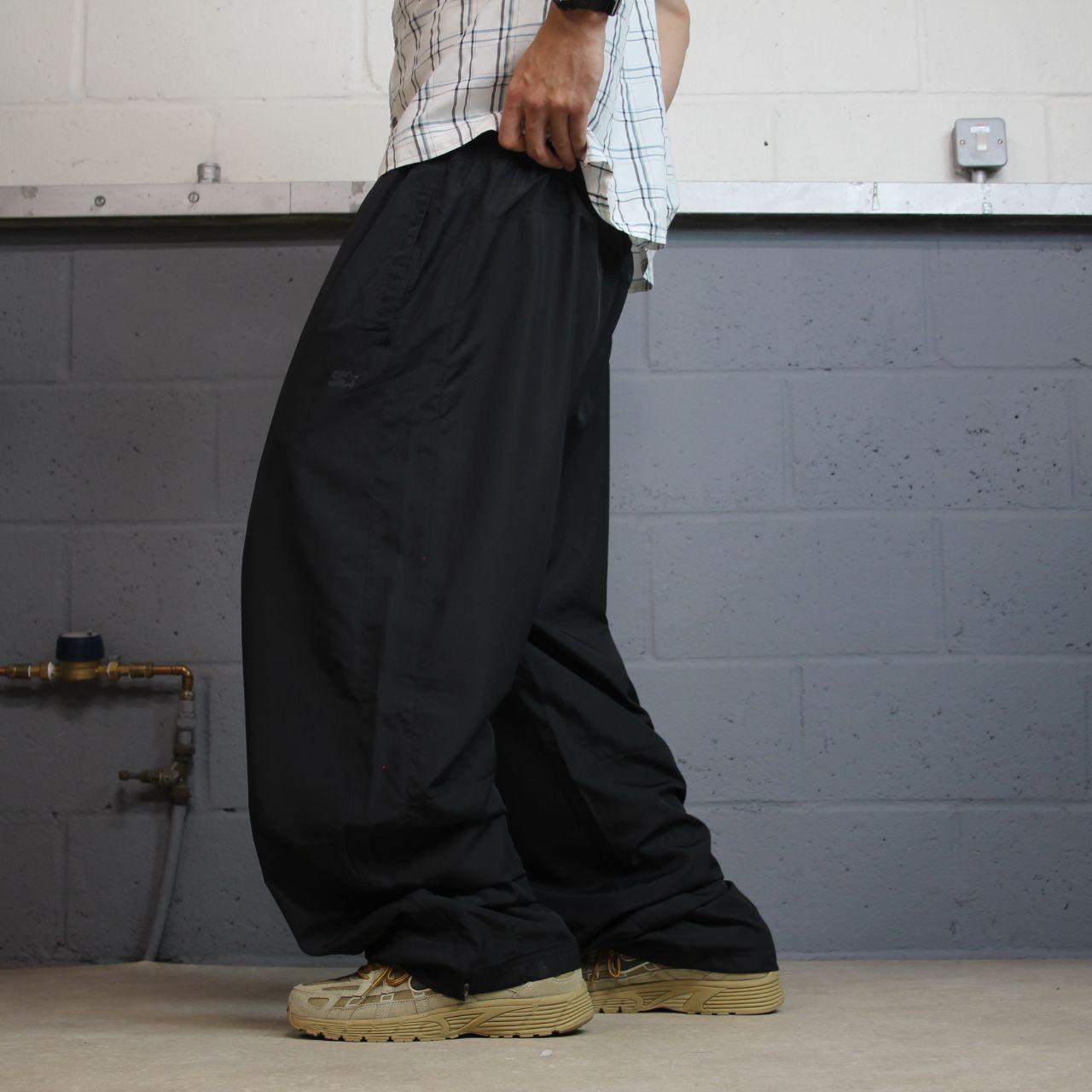 Starter baggy tracksuit bottoms black Y2K XXL Wide leg mesh lined drawstrings track pants