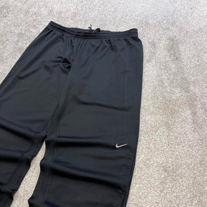 Black Nike Running trackies Medium y2k style joggers print Swoosh logo track pants