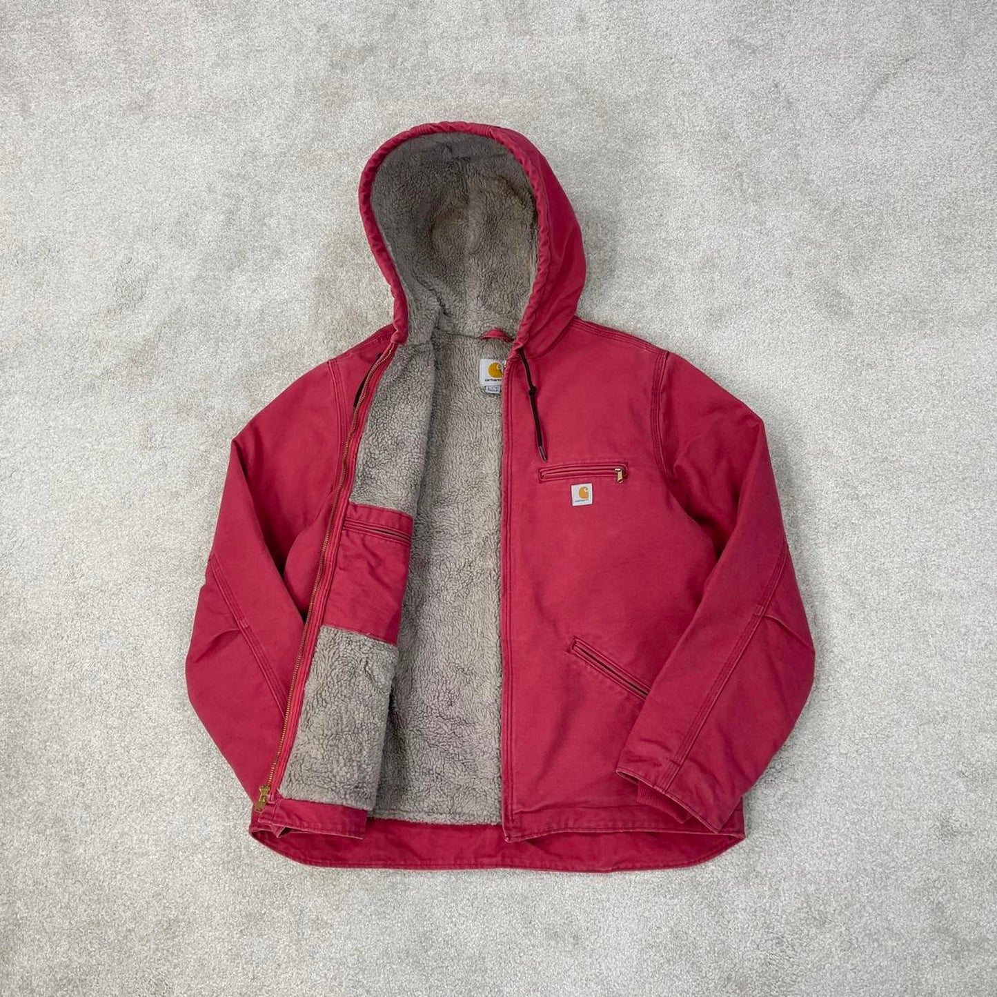 Vintage Carhartt Sierra jacket Large 12/14 dusty pink sherpa lined hooded authentic active