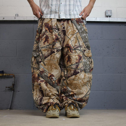 Baggy camo cargo pants wide leg Y2K khaki outdoors hunting utility trousers wide leg