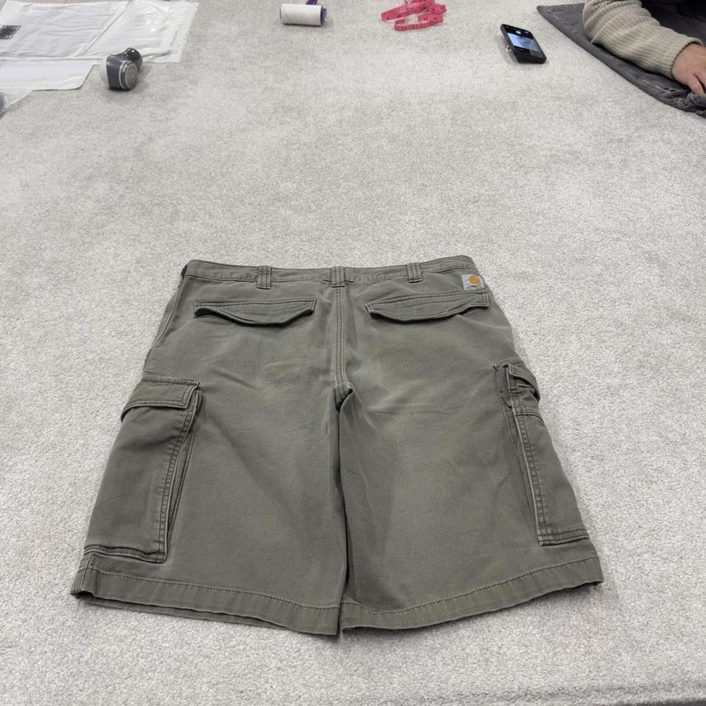 Carhartt cargo shorts loose canvas green Canvasy relaxed fit skate style shorts