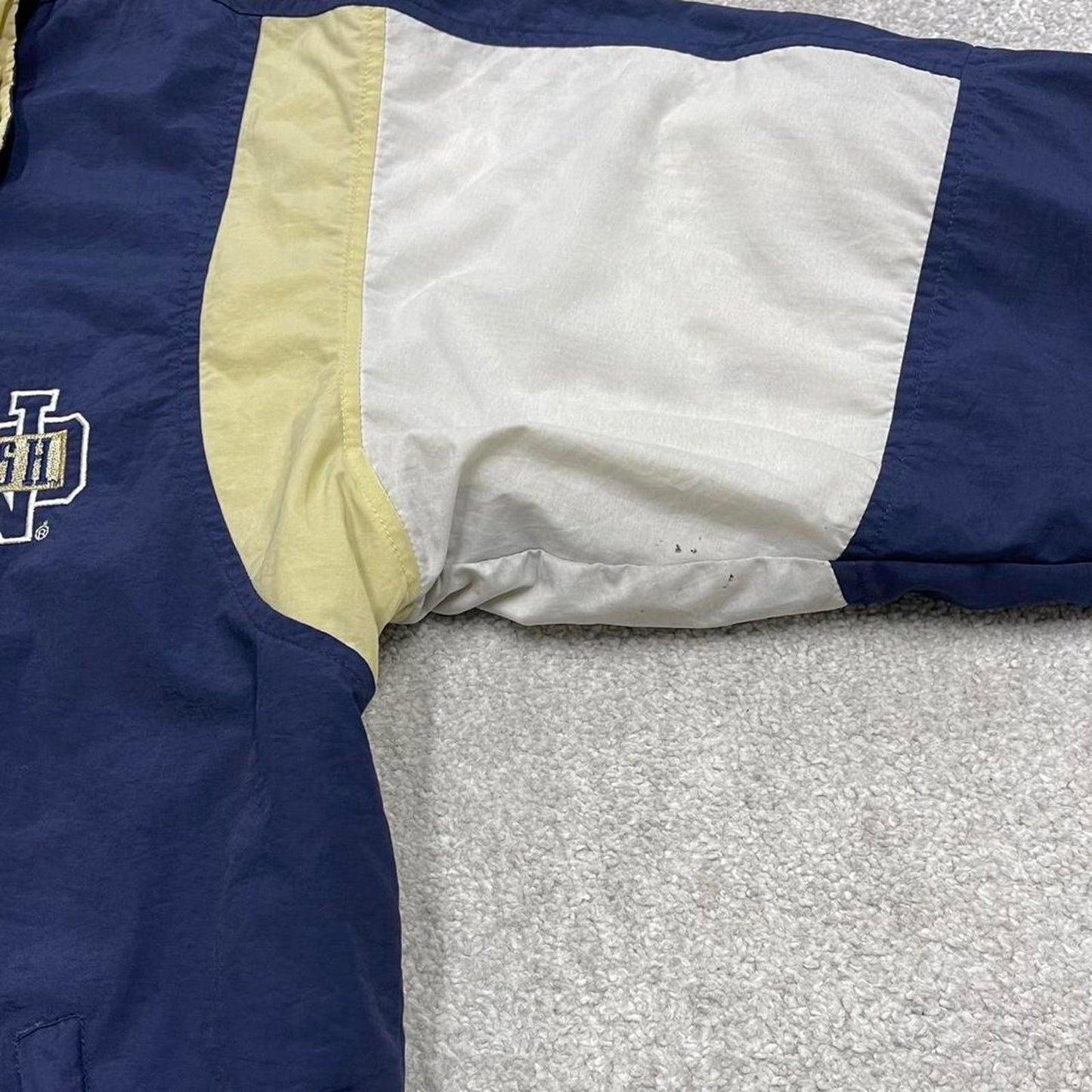 Vintage y2k Champion technical windbreaker jacket navy Colour panels embroidered logos Notre Dame
