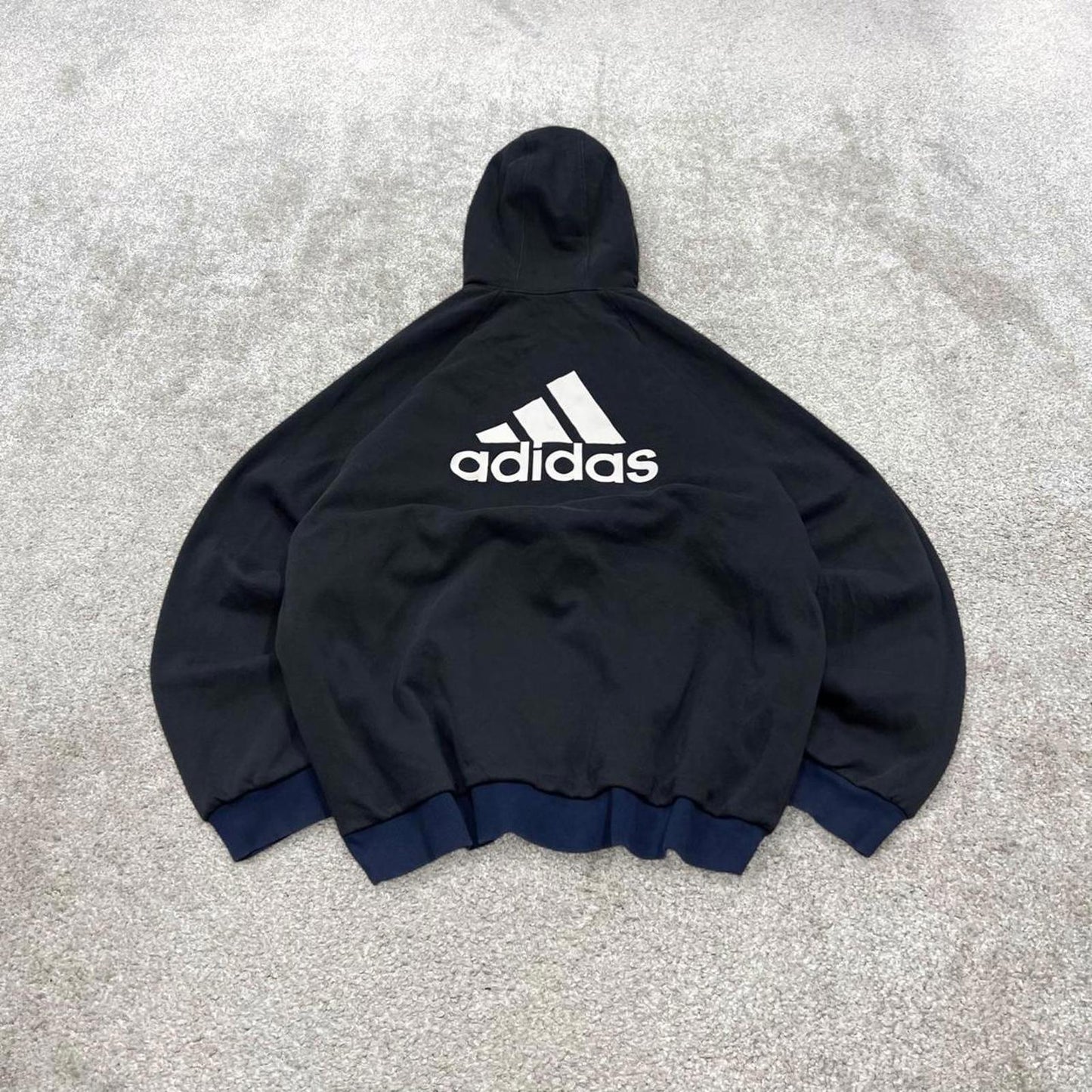 Vintage Y2K adidas reversible windbreaker jacket navy Hooded side stripe technical coat