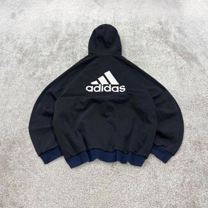 Vintage Y2K adidas reversible windbreaker jacket navy Hooded side stripe technical coat