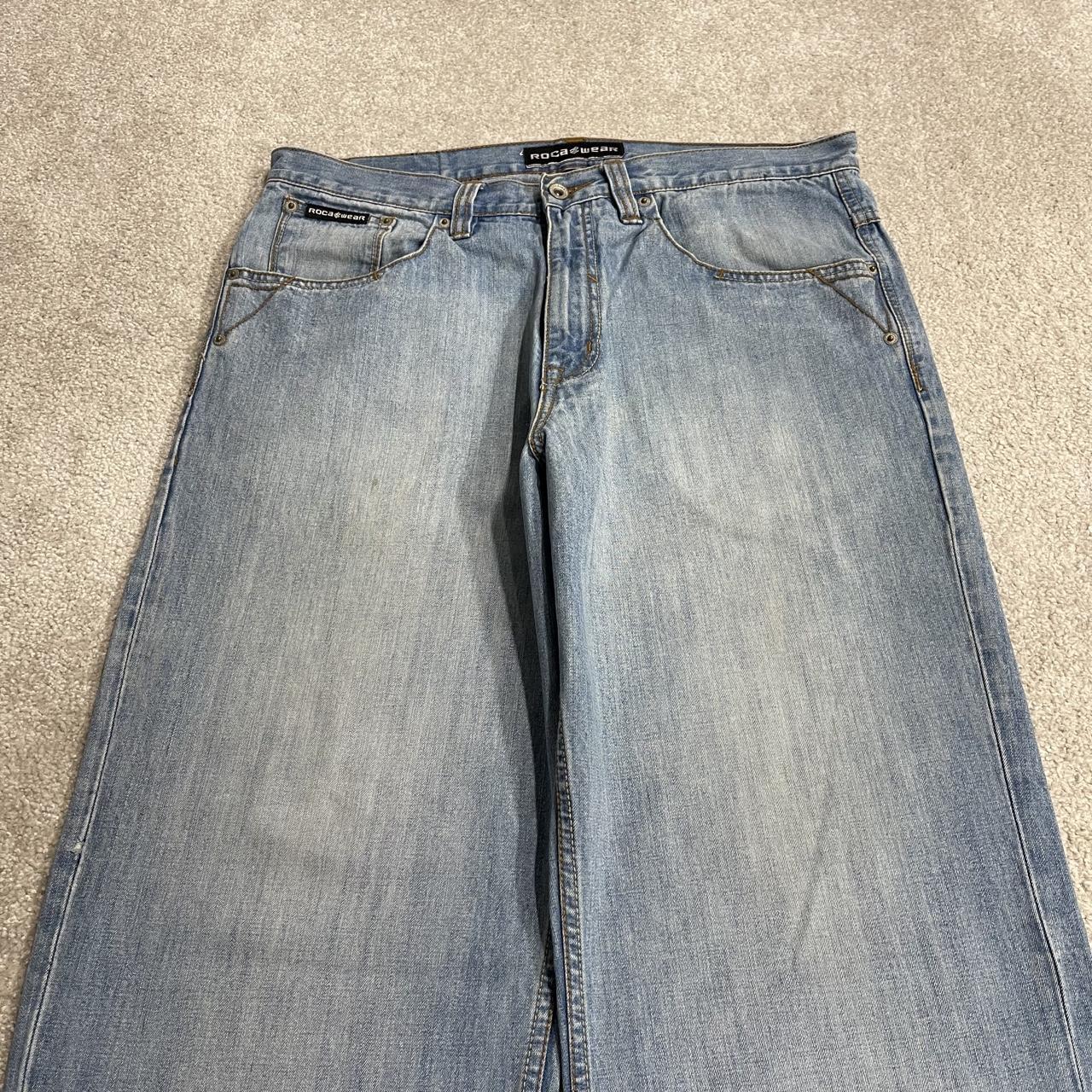 Rocawear baggy jeans y2k embroidered W36L33 blue denim Wide leg skater style surf pants