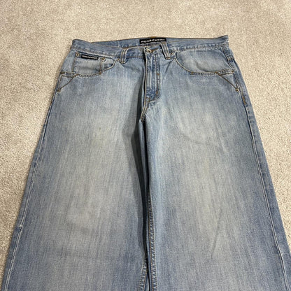 Rocawear baggy jeans y2k embroidered W36L33 blue denim Wide leg skater style surf pants