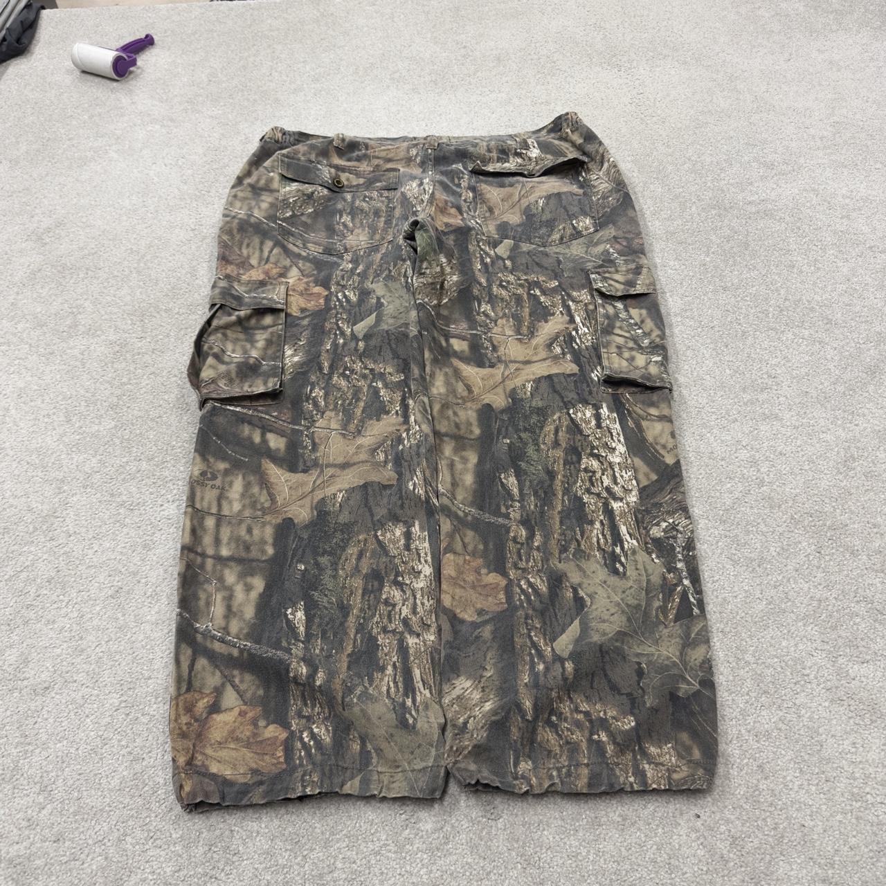 Vintage Mossy Oak baggy camo cargo pants khaki Loose leg camouflage Y2K hunting style trousers