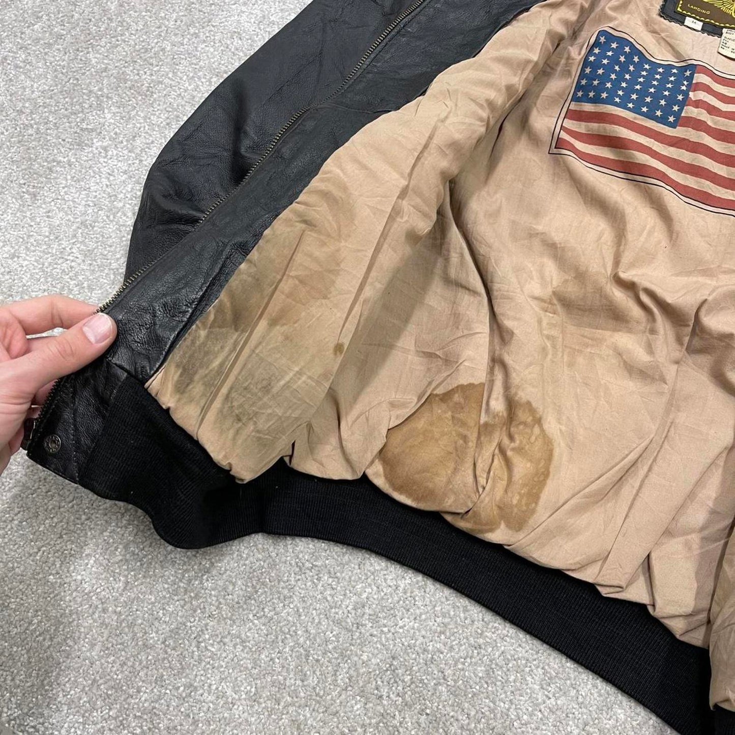 Vintage leather flight aviator bomber jacket black Air Force boxy genuine leather flight coat