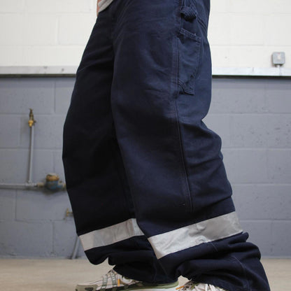 Baggy Carhartt carpenter jeans W38L34 navy loose 90s skater style canvas workwear cargos hi vis