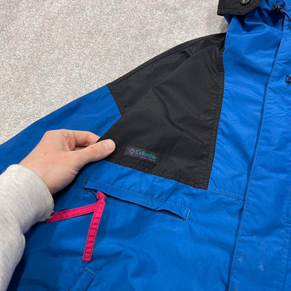 Y2k Columbia technical windbreaker jacket blue Paneled boxy outdoors hiking bomber coat