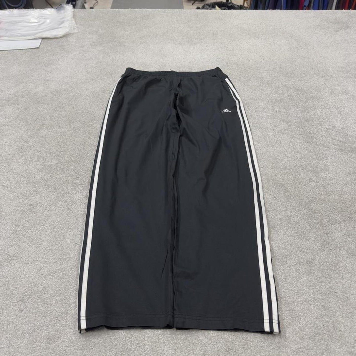 Adidas tracksuit bottoms loose black Loose floaty leg embroidered side stripe track pants