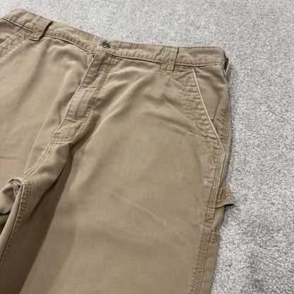 Tan baggy vintage Carhartt carpenter pants y2k Loose leg 2000s skater style workwear