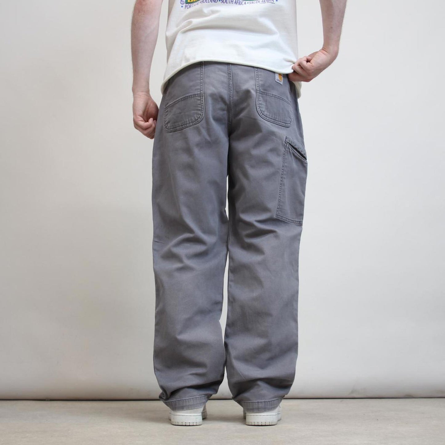 Mens Carhartt carpenter pants W36 L32 grey relaxed fit skater style cargos