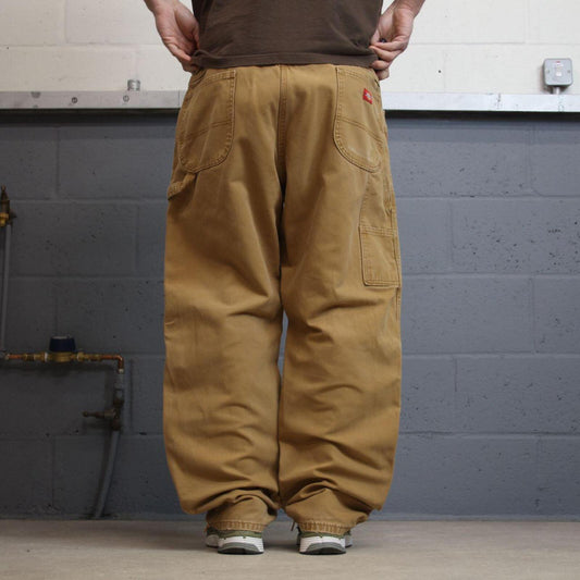 Dickies baggy carpenter jeans wide leg tan brown Loose canvas skate style cargo work pants