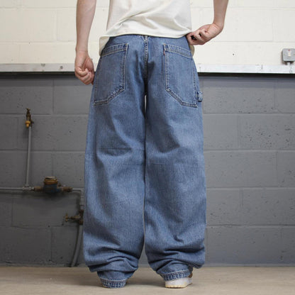 Vintage baggy Levi's Dry Goods carpenter jeans W32L36 1990s blue skater thick denim cargos paper tag