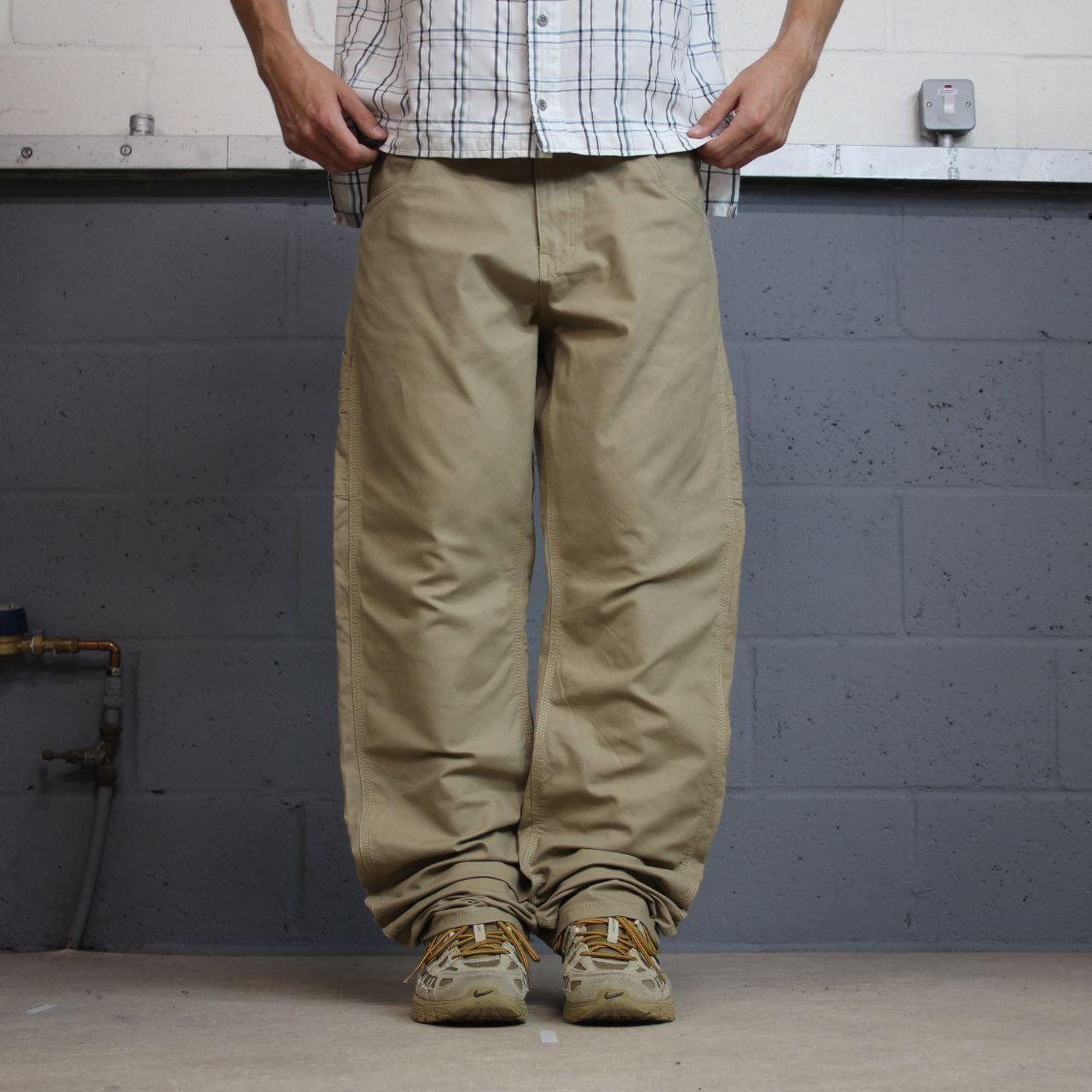 Y2K Berne carpenter jeans loose straight beige Straight leg skater style work cargos