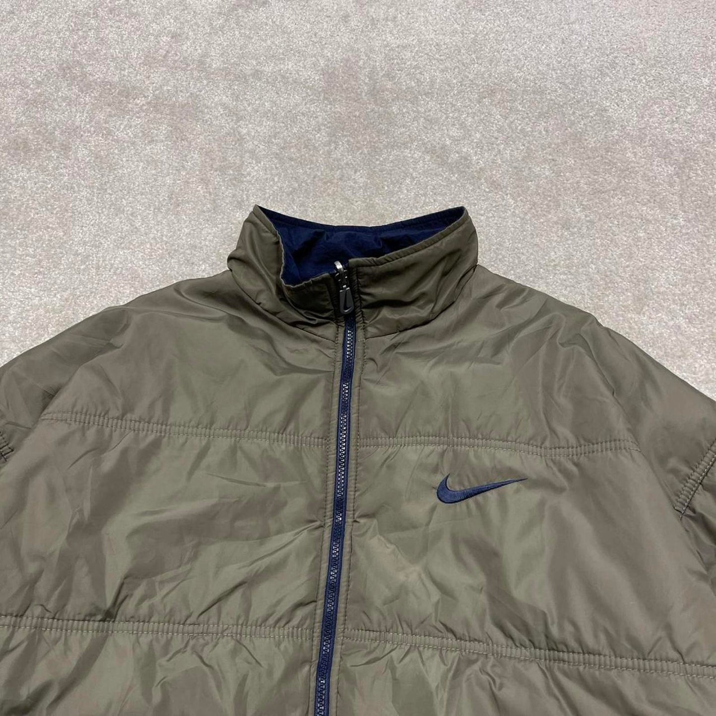 Reversible Nike technical jacket XXL men's y2k 00s style padded tech coat embroidered Swoosh