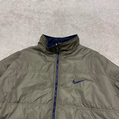 Reversible Nike technical jacket XXL men's y2k 00s style padded tech coat embroidered Swoosh