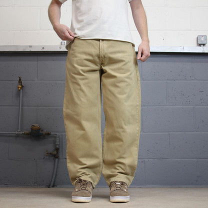 Mens Levis jeans W36 L29 loose relaxed khaki beige relaxed 90s style jeans red tab logo