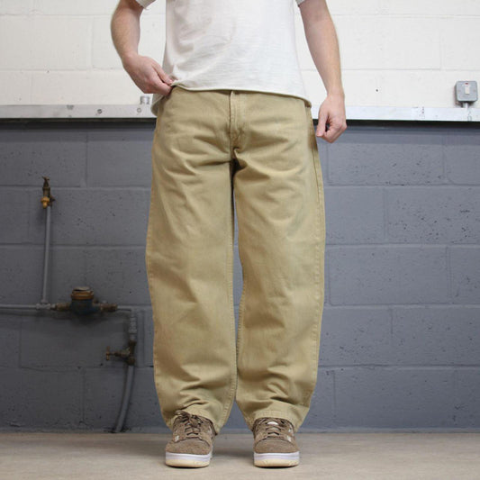 Mens Levis jeans W36 L29 loose relaxed khaki beige relaxed 90s style jeans red tab logo