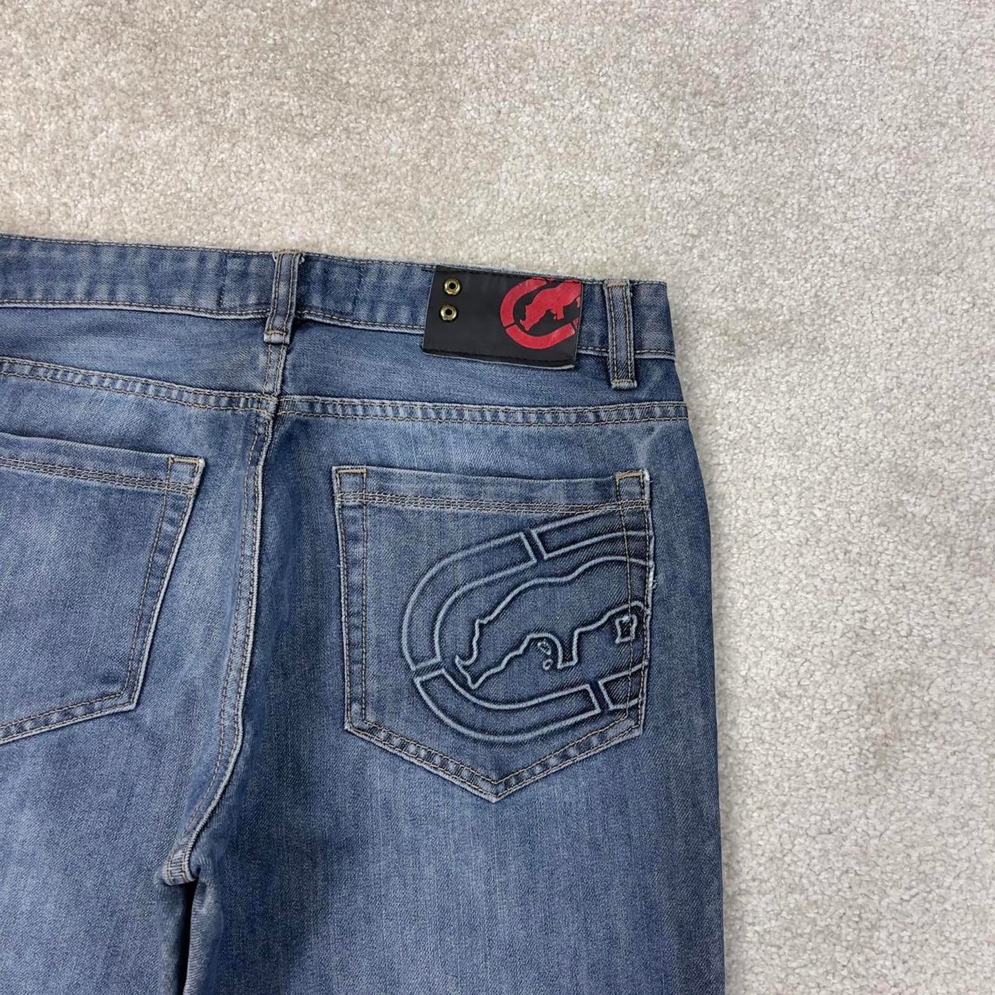 Blue Ecko Unltd jeans W32L28 blue slim straight y2k 00s style jeans embossed detail