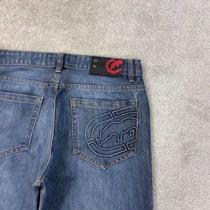 Blue Ecko Unltd jeans W32L28 blue slim straight y2k 00s style jeans embossed detail