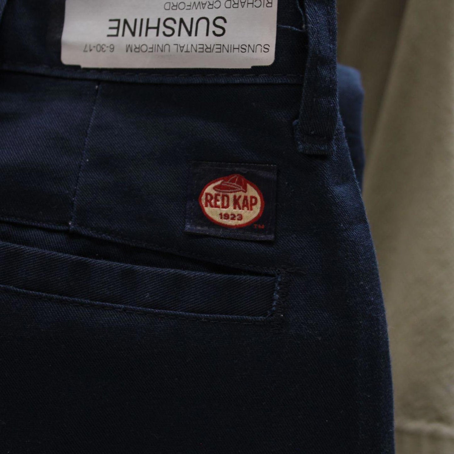 Navy Red Kap pants W34L31 loose y2k chino style skate trousers patch logo workwear