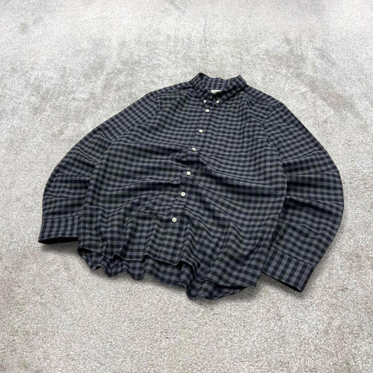 Checkered plaid flannel shirt autumnal XL grey Flint & Tinder men's long sleeve button up y2k style