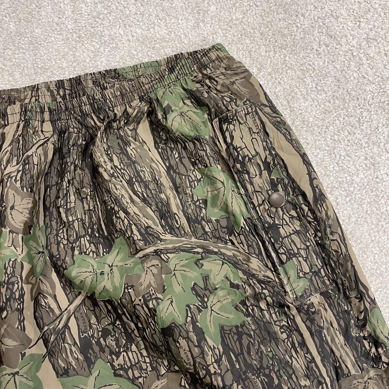 Baggy camo waterproof pants y2k khaki Wide leg rubber feel Rebark tree camouflage rain pants