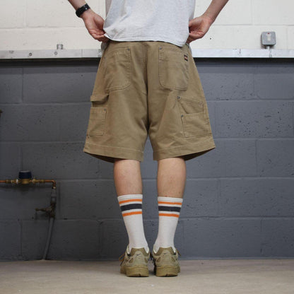 Baggy carpenter shorts canvas work tan Jesse James loose skate style summer festival jorts